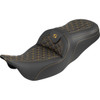 Saddlemen #808-07B-21007 - RoadSofa™ Tri Gripper Seat - Standard Reach - Gold Stitch - w/o Backrest - FLH/FLT '08-'25