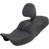 Saddlemen #808-07B-210B1 - RoadSofa™ Tri Gripper Seat - Standard Reach - Blue Stitch - w/ Backrest - FLH/FLT '08-'25
