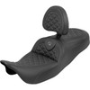 Saddlemen #808-07B-210B2 - RoadSofa™ Tri Gripper Seat - Standard Reach - Gray Stitch - w/ Backrest - FLH/FLT '08-'25