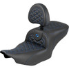 Saddlemen #823-07-210B1 - Roadsofa™ Seat - with Backrest - Blue Stitch - FLH/FLT '23-'25