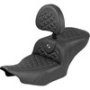 Saddlemen #823-07-210B2 - Roadsofa™ Seat - with Backrest - Gray Stitch - FLH/FLT '23-'25