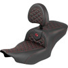 Saddlemen #823-07-210B4 - Roadsofa™ Seat - with Backrest - Red Stitch - FLH/FLT '23-'25