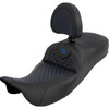 Saddlemen #808-07B-209B1 - Extended Reach Roadsofa™ Seat - Dragon Scale - Blue Stitch - with Backrest - Touring '08-'25