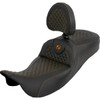 Saddlemen #808-07B-209B3 - Extended Reach Roadsofa™ Seat - Dragon Scale - Orange Stitch - with Backrest - Touring '08-'25