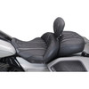 Mustang #89410 - Heated Super Touring One Piece 2-Up Seat - Deluxe Diamond - Black Stitch - FLT/FLH '23-'26