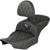 Saddlemen #823-07-182B7 - RoadSofa™ Seat - with Backrest - Lattice Stitch - Gold Stitch - FLH/FLT '23-'26