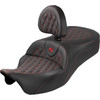 Saddlemen #808-07B-182SB4 - Roadsofa™ King Seat - With Backrest - Lattice Stitch - Red Stitch - FLH/FLT '08-'25