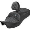 Saddlemen #808-07B-182SB5 - Roadsofa™ King Seat - With Backrest - Lattice Stitch - Silver Stitch - FLH/FLT '08-'25