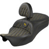 Saddlemen #808-07B-182SB7 - Roadsofa™ King Seat - With Backrest - Lattice Stitch - Gold Stitch - FLH/FLT '08-'25