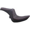 Drag Specialties Seats - Predator III 2-Up Seat - Vinyl - Double Diamond - Red Stitching - Softail '06-'17