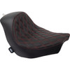 Drag Specialties Seats - Solo Seat - Double Diamond - Red Stitching - FL/FX '18-'23