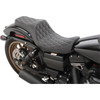 Drag Specialties Seats - Predator III Seat - Double Diamond - Silver Stitching - FXD/FLD '06-'17