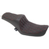Drag Specialties Seats - Predator III Seat - Double Diamond - Red Stitching - FXD '96-'03