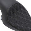 Drag Specialties Seats - 3/4 Solo Seat - Double Diamond - Black w/ Silver Stitching - XL '04-'22