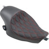 Drag Specialties Seats - 3/4 Solo Seat - Double Diamond - Black w/ Red Stitching - XL '04-'22