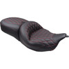 Mustang #89538AB - Super Touring Seat - Double Diamond - American Beauty Red Stitch FLH/FLT '08-'25