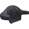 Mustang #88430SB - Deluxe Extended Arm Wrap-around Backrest - Diamond - Sky Blue Stitch - FLT/FLH '23-'25