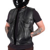 Thrashin Supply CO. #TMJ-14-10 - Mulholland Leather Riding Vest - Black - Large