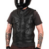 Thrashin Supply CO. #TMJ-14-11 - Mulholland Leather Riding Vest - Black - XL