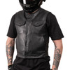 Thrashin Supply CO. #TMJ-17-10 - Encinal Leather Shorty Riding Vest - Black - Large