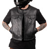Thrashin Supply CO. #TMJ-17-10 - Encinal Leather Shorty Riding Vest - Black - Large