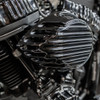 Arlen Ness #RC-600-001 - Rough Crafts® Finned Air Cleaner, Black - 08-16 FLT / 16-17 FLST & FXDLS (FBW)
