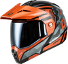 Gmax #M17411253 - Md-74 Striker Modular Helmet W SMK Shield BLK/GRY/OR Mtlc XS