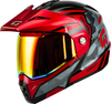 Gmax #M1741153 - Md-74 Striker Modular Helmet W RED Shield BLK/GRY/RD Mtlc XS