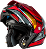 Gmax #M1741153 - Md-74 Striker Modular Helmet W RED Shield BLK/GRY/RD Mtlc XS