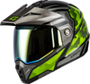 Gmax #M17411068 - Md-74 Striker Modular Helmet W GLD Shld BLK/Slvr/GRN Mtlc 2X