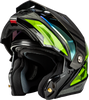 Gmax #M17411068 - Md-74 Striker Modular Helmet W GLD Shld BLK/Slvr/GRN Mtlc 2X