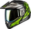 Gmax #M17411065 - Md-74 Striker Modular Helmet W GLD Shld BLK/Slvr/GRN Mtlc MD
