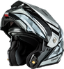 Gmax #M17411076 - Md-74 Striker Modular Helmet W Slvr Shield Slvr/BLU Mtlc LG