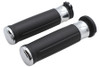 V-Twin #3309DB - Black Grip Set with Chrome End Caps