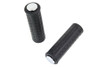 V-Twin #17-0507K - Replica Black Waffle Handlebar Grip Set with Chrome Plugs