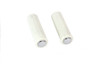 V-Twin #17-0507WK - Replica White Waffle Style Grip Set with Chrome Plugs