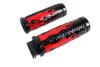 V-Twin #78456B - Red Flame Style Grip Set with Black Ends