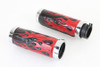 V-Twin #78456 - Red Flame Style Grip Set with Chrome Ends
