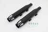 V-Twin #SM-01-BLACK - Black Highlighted Revolver Tip Muffler Set