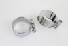 V-Twin - Chrome 2-1/8 inch Wide Muffler Body and End Clamp Set