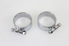V-Twin - Chrome 2-1/8 inch Wide Muffler Body and End Clamp Set