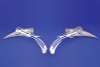Wyatt Gatling #76303B4 - Chrome Teardrop Mirror Set with Billet Skull Stems