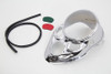 V-Twin #12-0070CVT - Chrome Skull Dash Panel with Red Lens