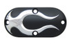 V-Twin #D33-0114BC - Black Inspection Cover with Chrome Flame
