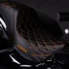 Hogworks Rise Up Seat for Harley® Touring '08-'25 (diamond / Orange Stitch)