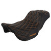 Hogworks Rise Up Seat for Harley® Touring '08-'25 (diamond / Orange Stitch)