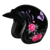 DOT Approved Daytona Cruiser Open Face Motorcycle Helmet - Men, Women & Youth - With Visor & Graphics - W/ Butterfly