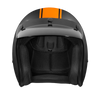 DOT Approved Daytona Cruiser Open Face Motorcycle Helmet - Men, Women & Youth - With Visor & Graphics - W/ Orange Pin Stripe
