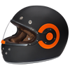 DOT Daytona Retro Full Face Motorcycle Helmet: Vintage Style for Men, Women, & Youth - Dull Black W/ Orange Accents