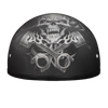 DOT Approved Daytona Motorcycle Half Face Helmet - Skull Cap Graphics for Men & Women, Scooters, ATVs, UTVs & Choppers - W/  Pistons Skull